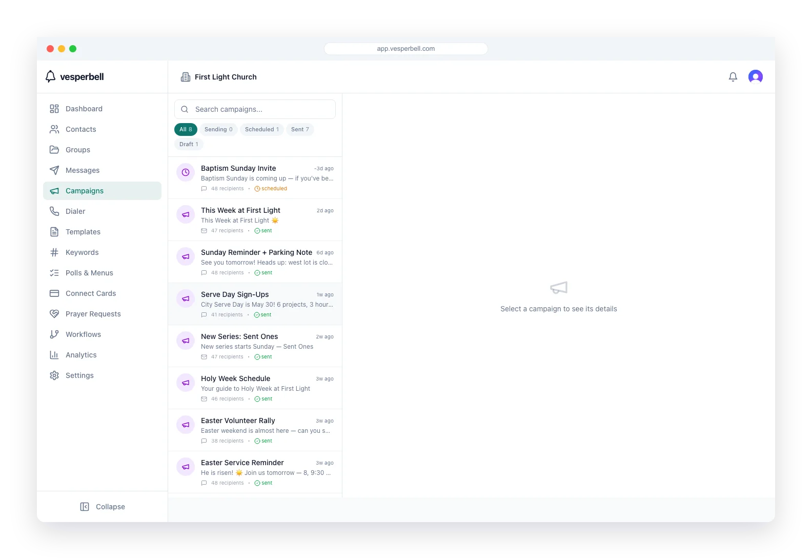Send and track campaigns