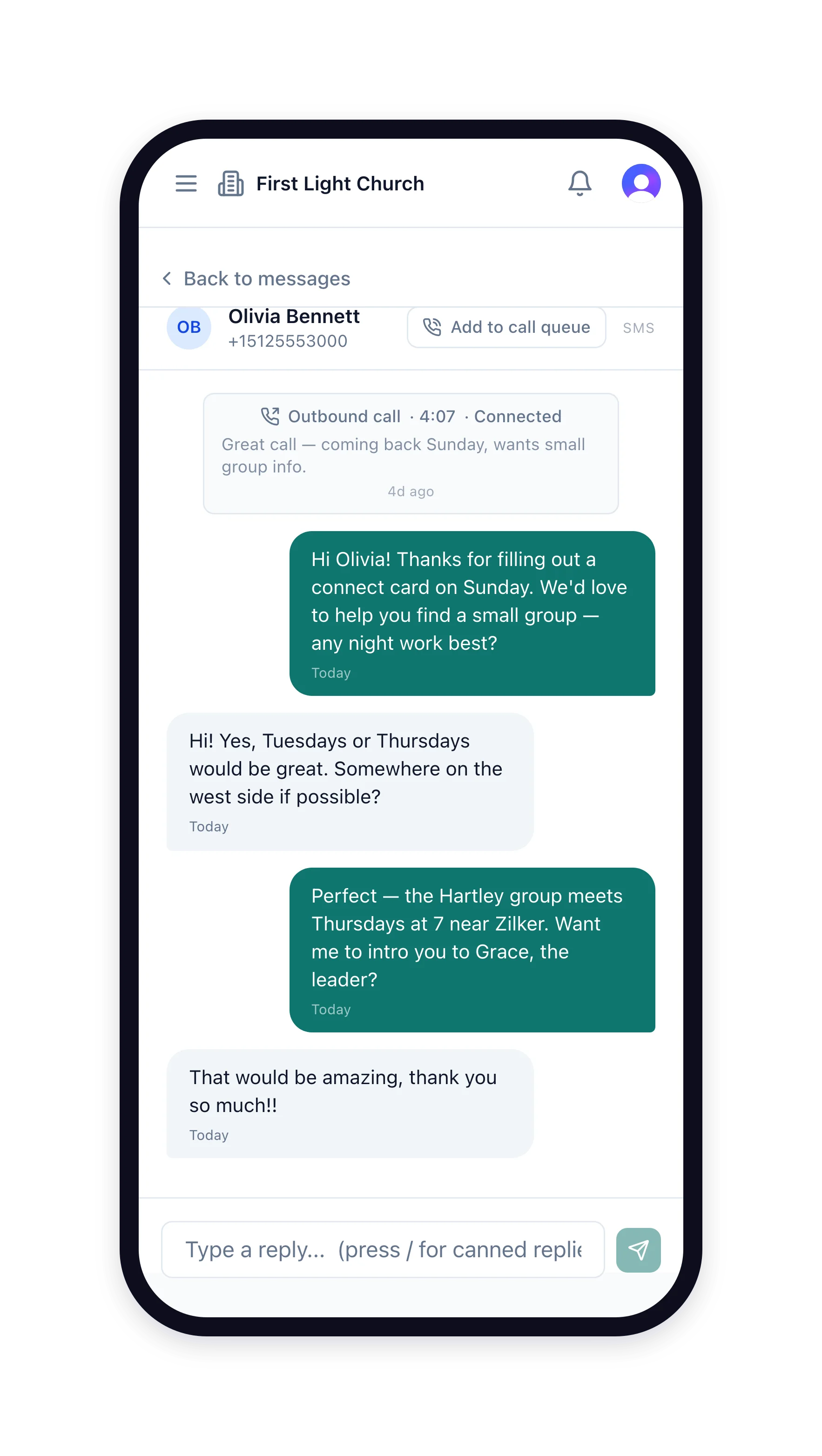 The same conversation on a phone