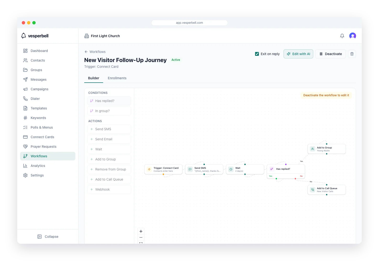Build a follow-up workflow on the canvas